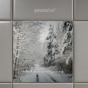 Winter journey through the woodland ceramic tile