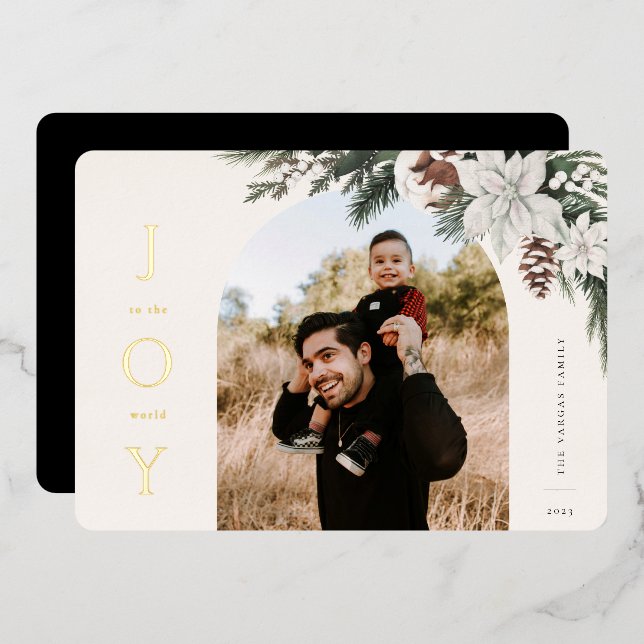 Winter Joy Arch Photo Foil Holiday Card (Front/Back)
