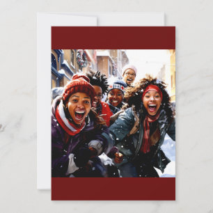 Winter Joy: Children's Snowy Laughter Holiday Card