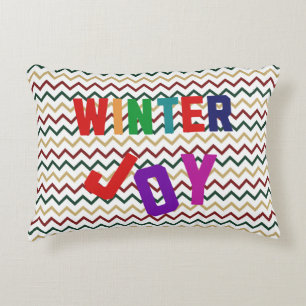 Winter Joy - Cosy Colourful Letters Decorative Cushion
