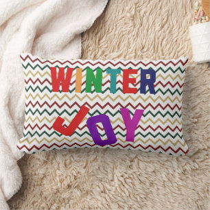 Winter Joy - Cosy Colourful Letters Lumbar Cushion