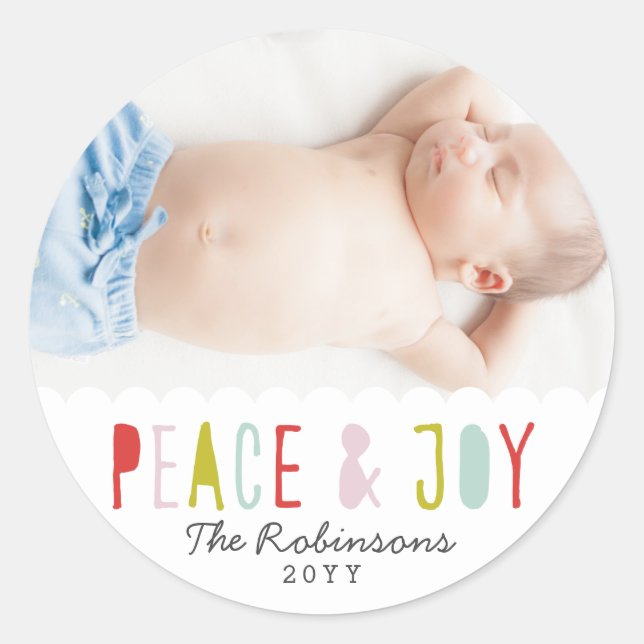 Winter Joy Holiday Classic Round Sticker (Front)