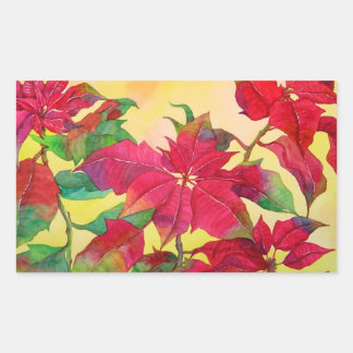 Winter Joy Poinsettia Rectangular Sticker