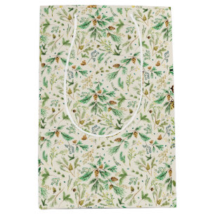 Winter Juniper Pine on Off White Gift Bag