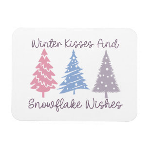Winter Kisses and Snowflake Wishes Magnet