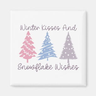 Winter Kisses and Snowflake Wishes Magnet
