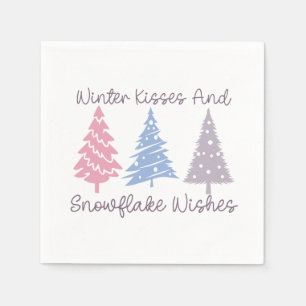 Winter Kisses and Snowflake Wishes Napkin