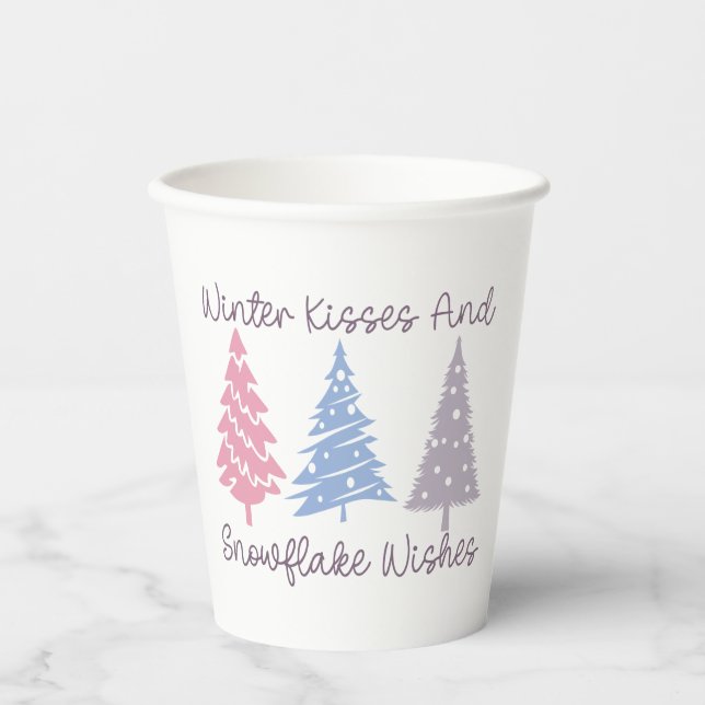 Winter Kisses and Snowflake Wishes Paper Cups (Front)