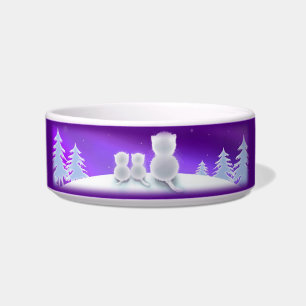 Winter Kitty Family Cat Food Bowl
