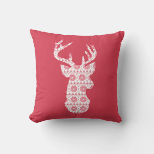 Winter Knit Christmas Reindeer Cushion