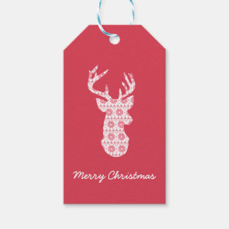 Winter Knit Christmas Reindeer Gift Tags