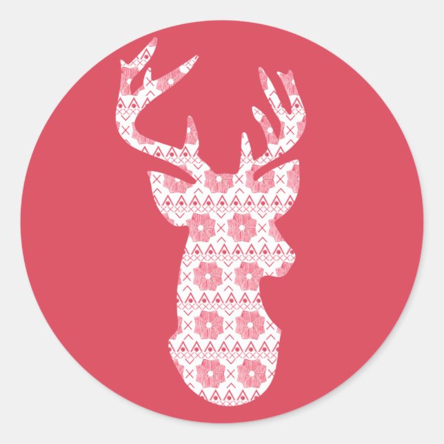 Winter Knit Christmas Reindeer Sticker (Front)
