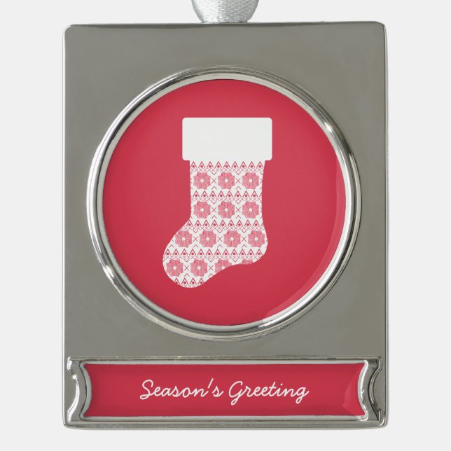 Winter Knit Christmas Stocking Ornament (Front)