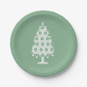 Winter Knit Christmas Tree Paper Plates