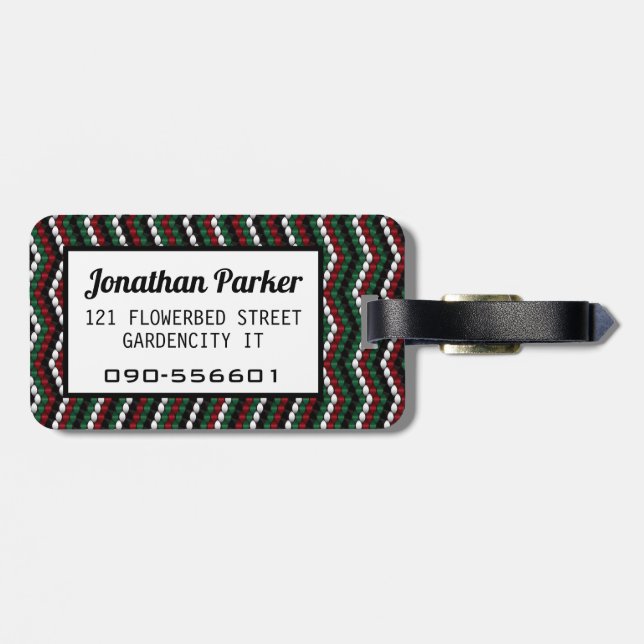 Winter knitting chevron personalised design luggage tag (Back Horizontal)