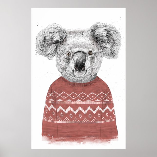 Winter koala (red) poster (Front)