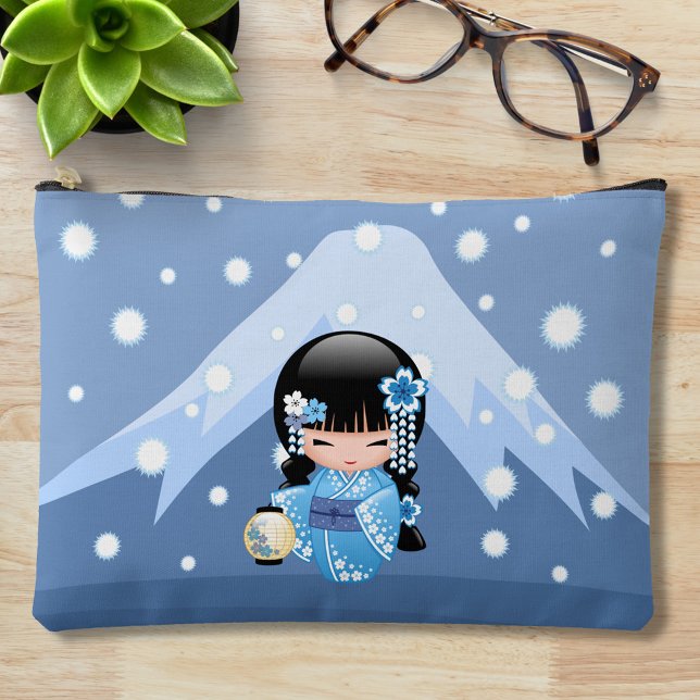 Winter Kokeshi Doll - Blue Mountain Geisha Girl Accessory Pouch (Creator Uploaded)
