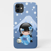 Winter Kokeshi Doll - Blue Mountain Geisha Girl