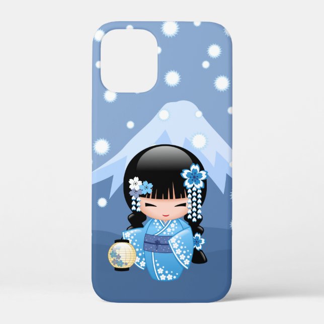 Winter Kokeshi Doll - Blue Mountain Geisha Girl Case-Mate iPhone Case (Back)