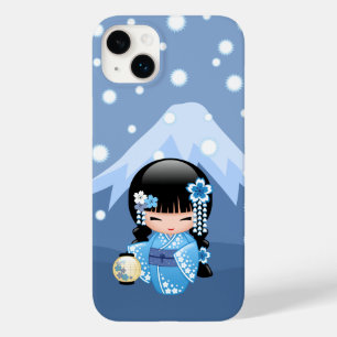 Winter Kokeshi Doll - Blue Mountain Geisha Girl Case-Mate iPhone 14 Plus Case