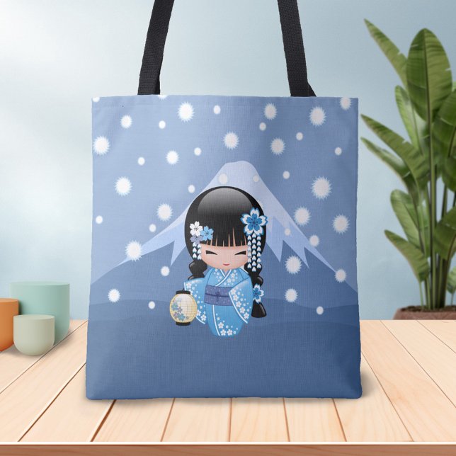 Winter Kokeshi Doll - Blue Mountain Geisha Girl Tote Bag (Creator Uploaded)