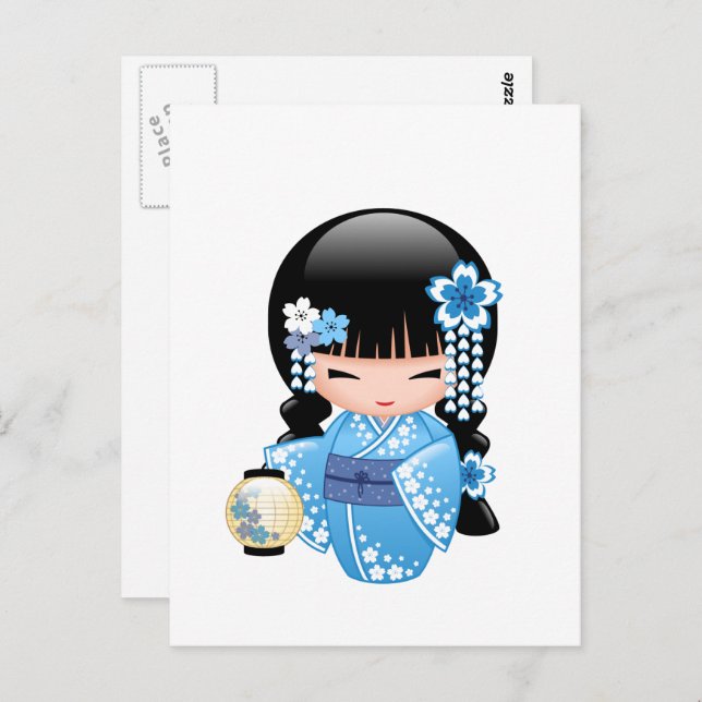 Winter Kokeshi Doll - Geisha Girl Postcard (Front/Back)