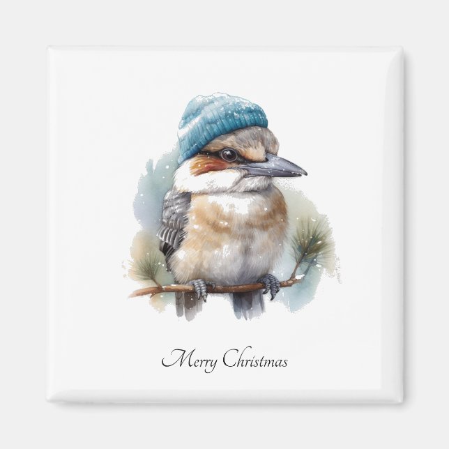 Winter Kookaburra Wishes, custom Magnet (Front)