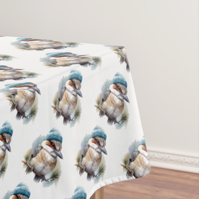 Winter Kookaburra Wishes, custom Tablecloth (In Situ)