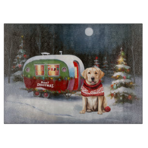 Winter Labrador Caravan Christmas Adventure Cutting Board