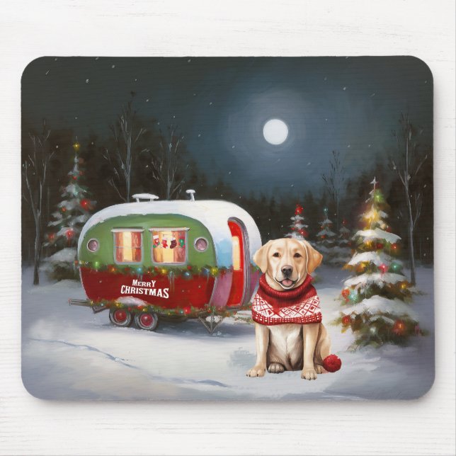 Winter Labrador Caravan Christmas Adventure Mouse Pad (Front)