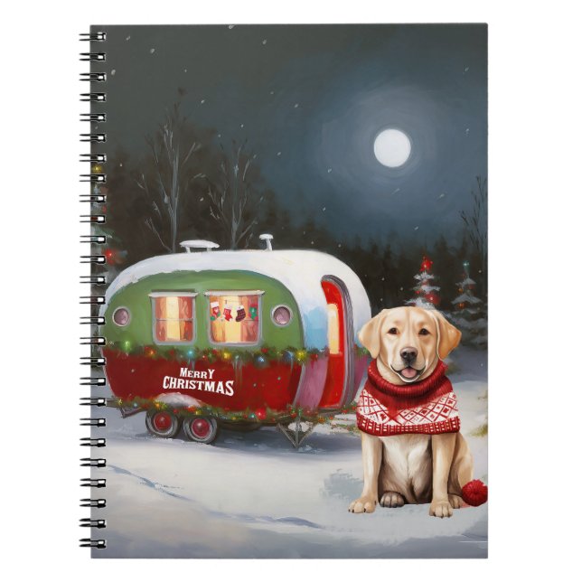 Winter Labrador Caravan Christmas Adventure Notebook (Front)