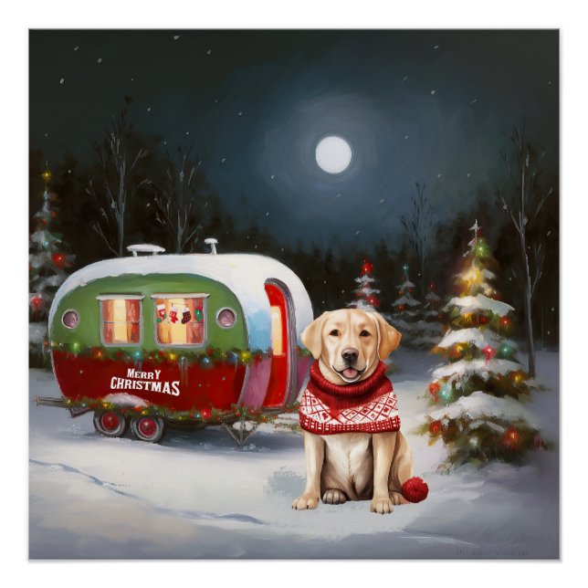 Winter Labrador Caravan Christmas Adventure Poster (Front)