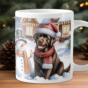 Winter Labrador Retriever Puppy Dog Snowman Large Coffee Mug