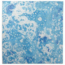 Winter Lace Blue Cotton Dinner Napkins