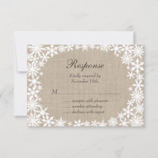 Winter Lace on Burlap RSVP Card (Front)