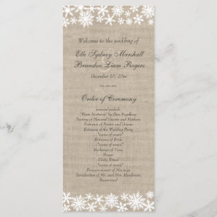 Winter Lace on Burlap Wedding Program