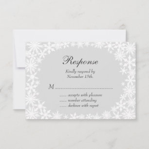 Winter Lace on Grey RSVP Card