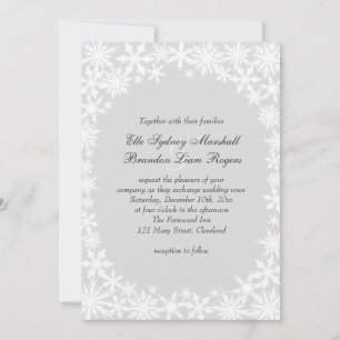 Winter Lace on Grey Wedding Invitation