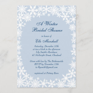 Winter Lace on Icy Blue Bridal Shower Invitation