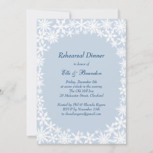 Winter Lace on Icy Blue Rehearsal Dinner Invite