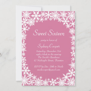 Winter Lace Sweet Sixteen Invitation - pink