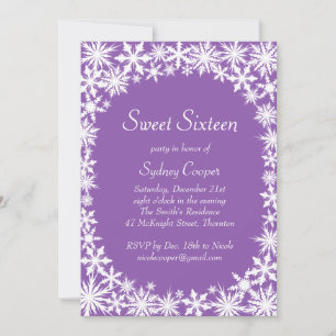 Winter Lace Sweet Sixteen Invitation - purple