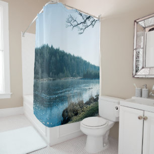 Winter Lake and Forest Tranquillity 1 Shower Curtain