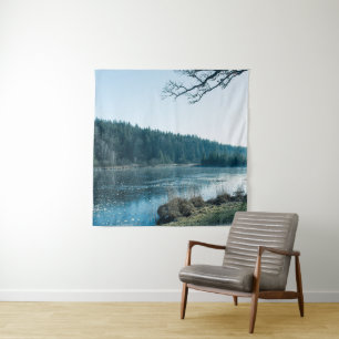 Winter Lake and Forest Tranquillity 1 Tapestry