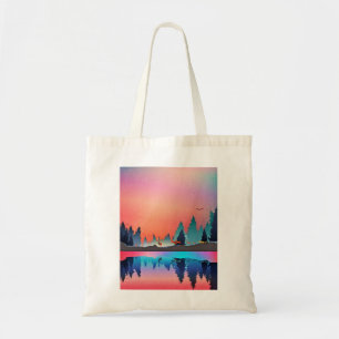 Winter Lake Animals Forest Water Snow Deer Fox Tote Bag