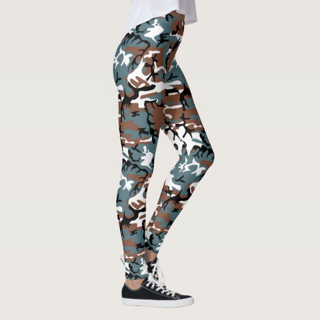Winter Lake Blue and Brown Camo Leggings (Right)