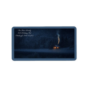 Winter Lakeside Cabin Label