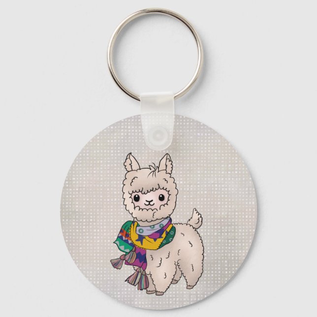 Winter Lama Button Key Ring (Front)