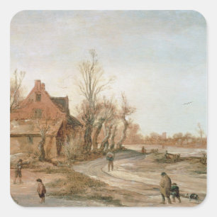 Winter Landscape, 1623 Square Sticker