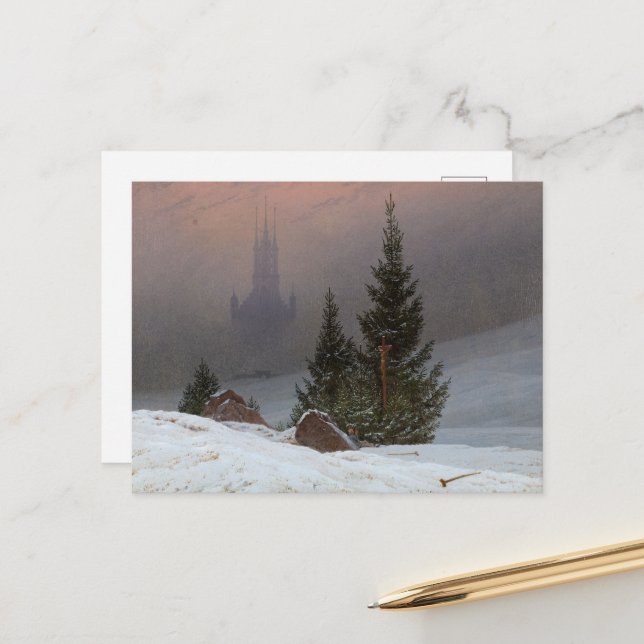 Winter Landscape, 1811 by Caspar David Friedrich Holiday Postcard (Front/Back In Situ)